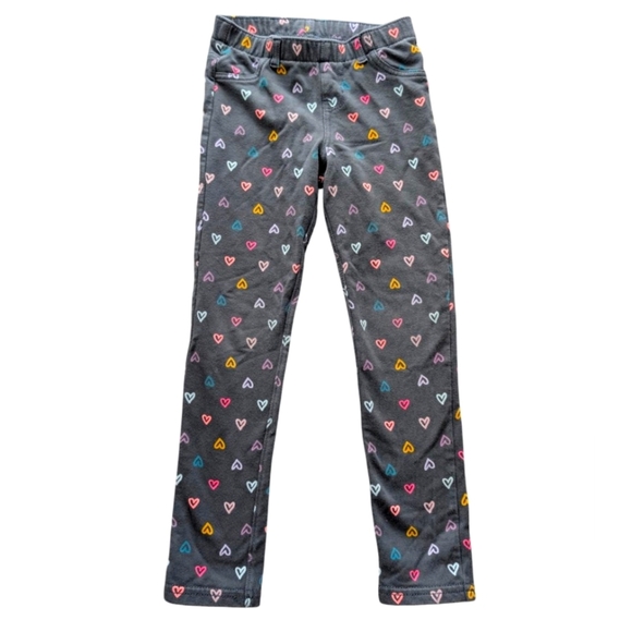 Cat & Jack Girls Cotton Heart Patterned Gray Joggers Leggings Pants Size 5T - Picture 2 of 6